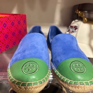 Tory Burch Blue and Green Suede Espadrilles